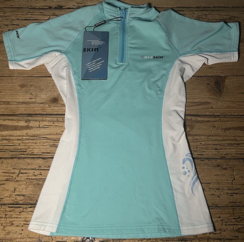 Coreskin Women’s Short Sleeve Aqua Shirt Size 8 NWT